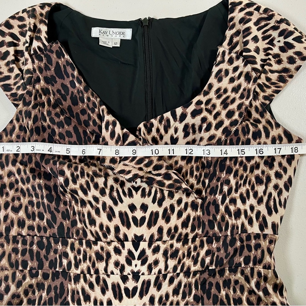 Kay Unger Black and Cream Animal Print Midi Dress - Picture 13 of 17